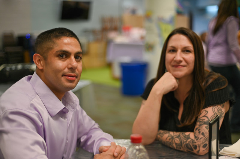 Incarcerated individual Vincent Tejada wraps up a meal with his significant other.